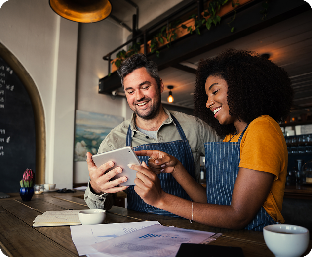 People checking on tablet about business opportunity