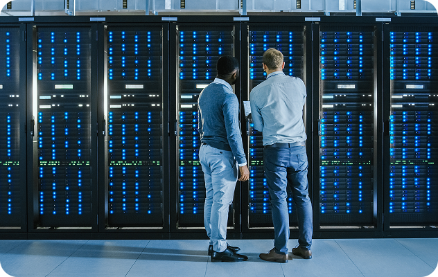 Technical Empolyees checking server-rooms