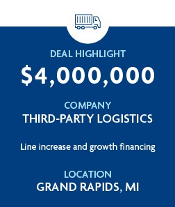 $4,000,000 - Third - Party Logistics Company - Line increase and growth financing - Grand Rapids, MI